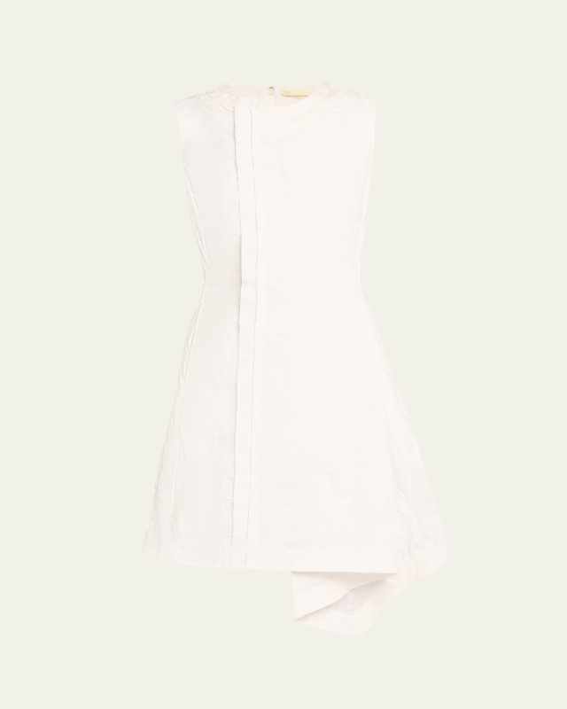 Textured Floral Brocade Asymmetric Mini Dress